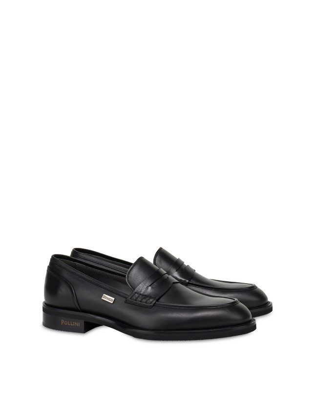 Gentlemen s Club Calfskin Leather Loafers Black Pollini