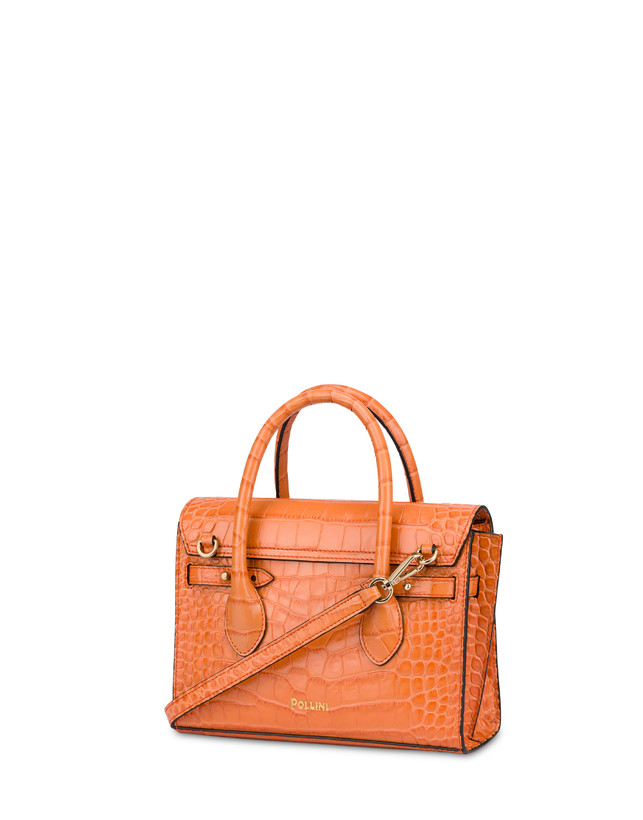 Essence double handle bag in crocodile-print calfskin Photo 3