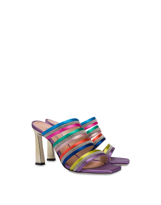 Bling Bling multicolor satin heel mules Photo 2