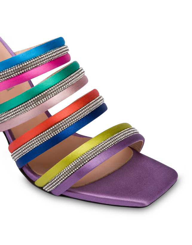 Bling Bling multicolor satin heel mules Photo 4