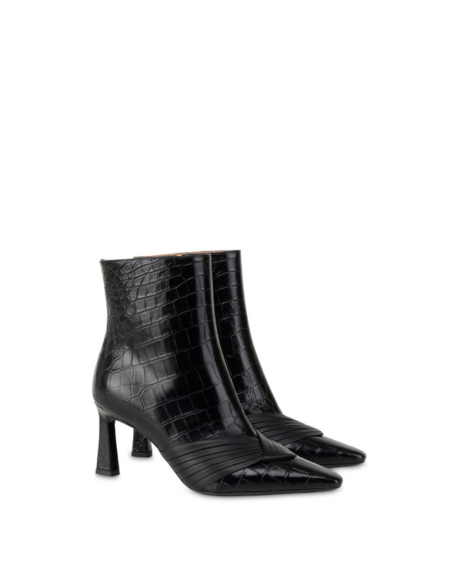 Black croc hotsell print ankle boots