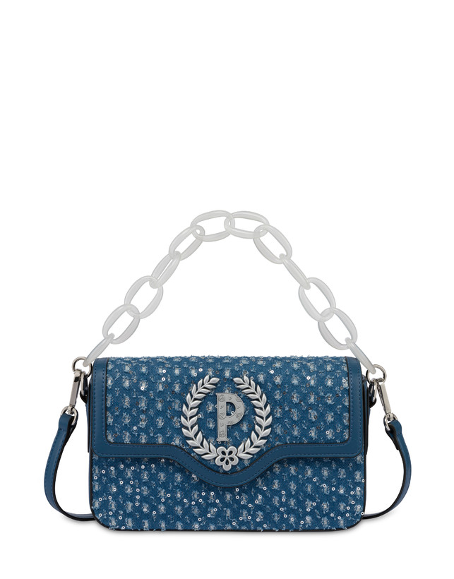 Candy denim bag with sequins and oversized chain Photo 1