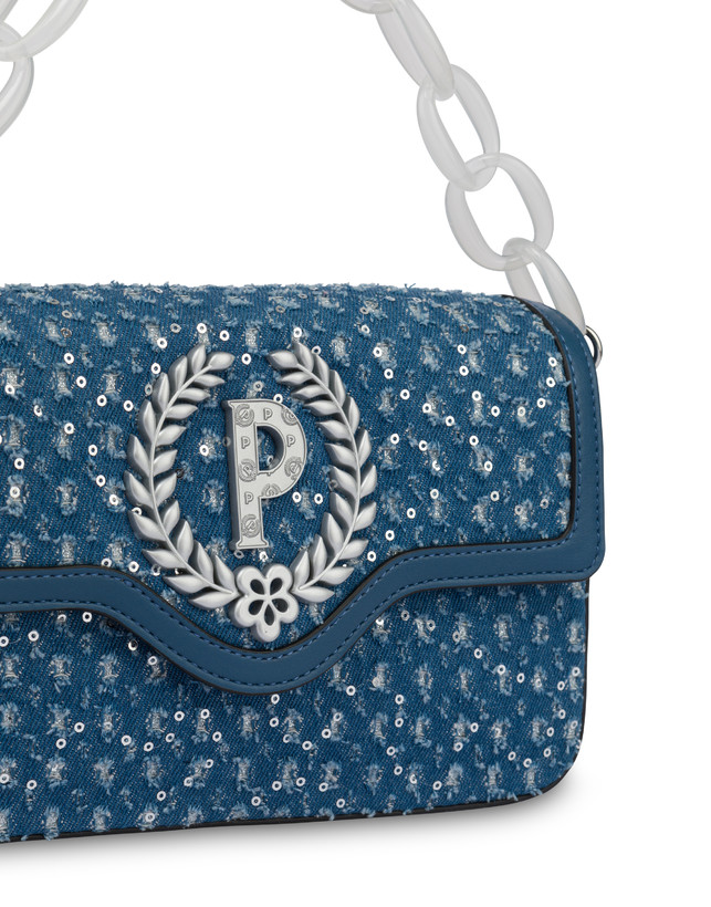 Candy denim bag with sequins and oversized chain Photo 5