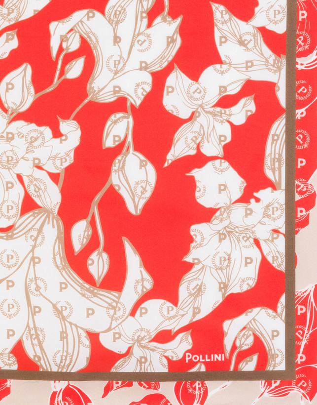 Silk foulard with Heritage Flowers print Photo 3