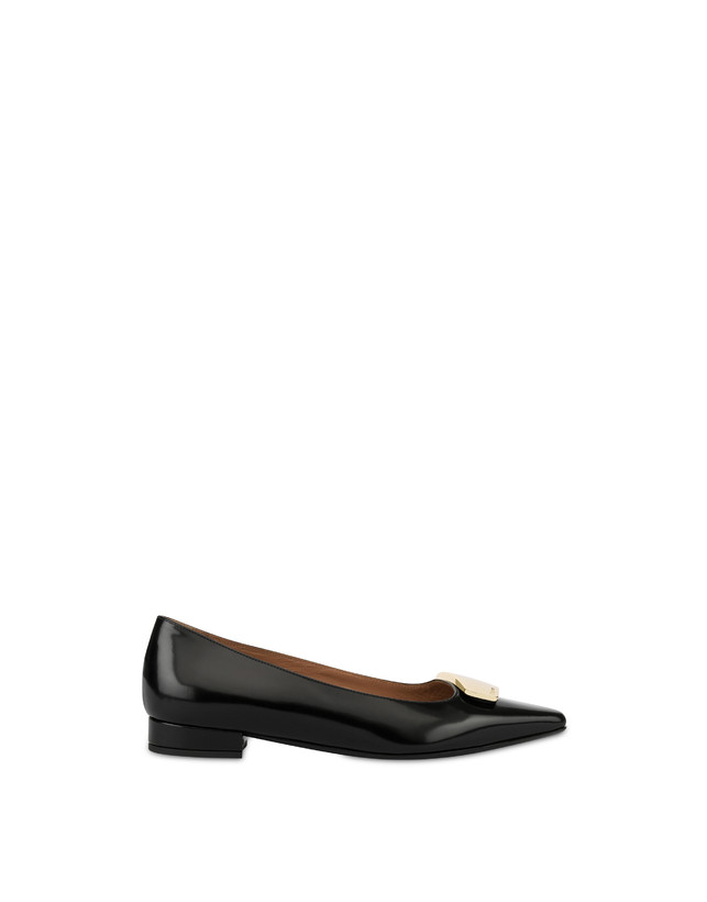 Pollini Ballerine In Vitello Abrasivato Bullion Nero