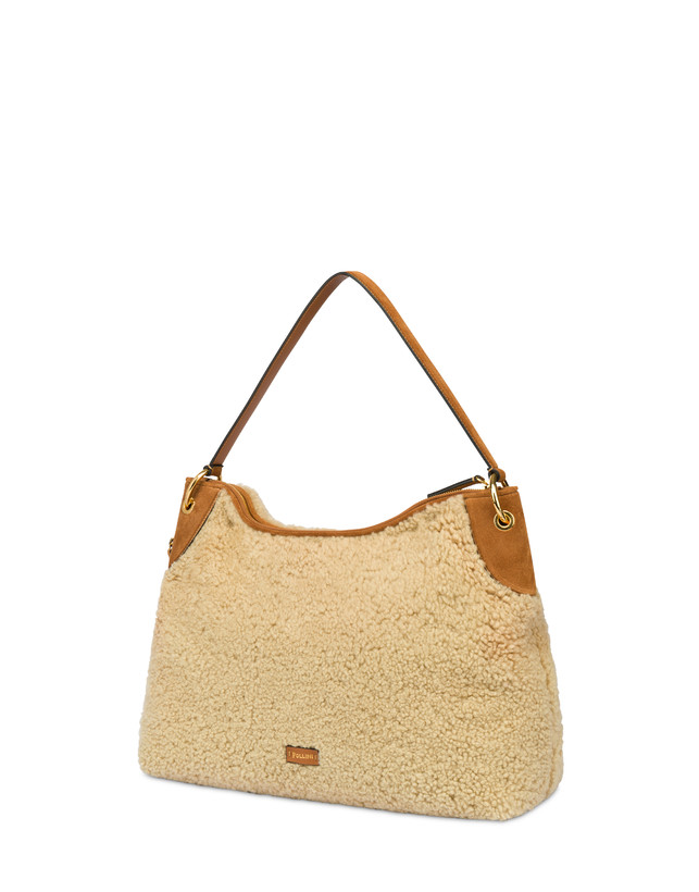 Anjia sheepskin and split leather hobo bag Photo 3