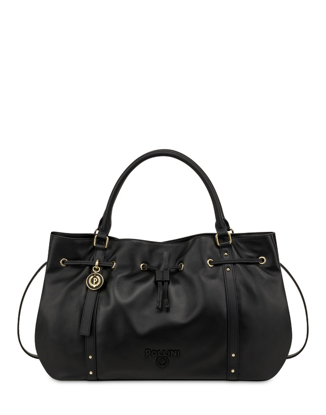 Pollini Borsa Doppio Manico In Nappa Serena Nero/nero