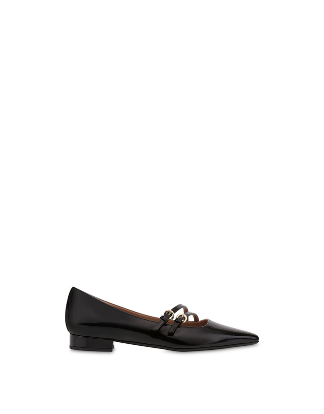 Pollini Ballerine In Vernice Bi-buckle Nero