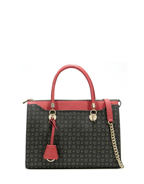 Heritage Logo Classic shopping bag with chain BLACK/LAKY RED