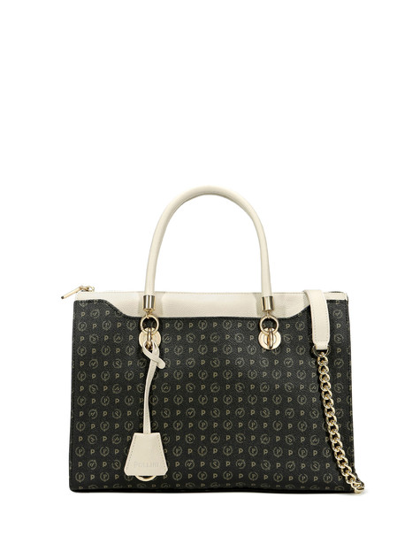 Heritage Logo Classic shopping bag with chain BLACK/IVORY