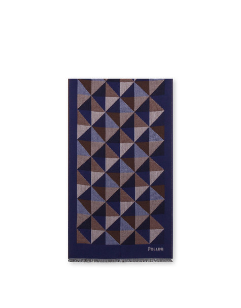 Geometric Jacquard wool blend scarf BLUE