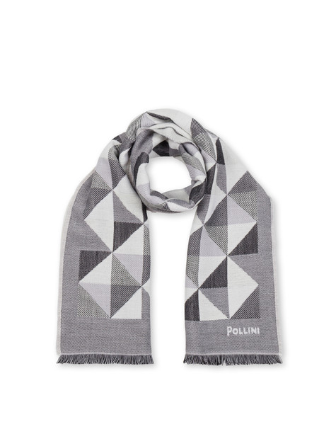 Geometric Jacquard wool blend scarf GREY