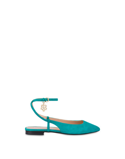 Corinto suede ballet flats with flower charm MARINE