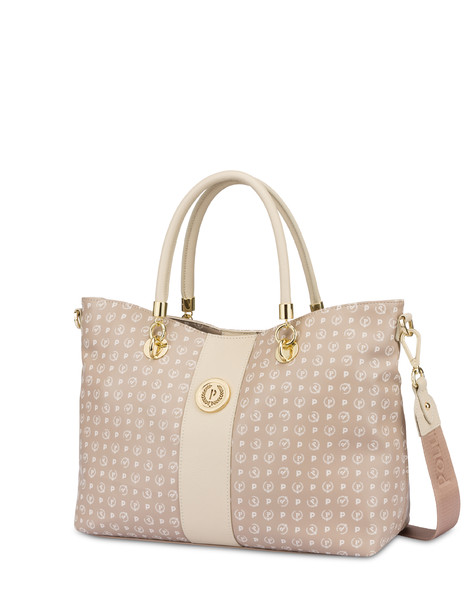 Heritage Soft Touch Tote Bag with Shoulder Strap BEIGE/IVORY