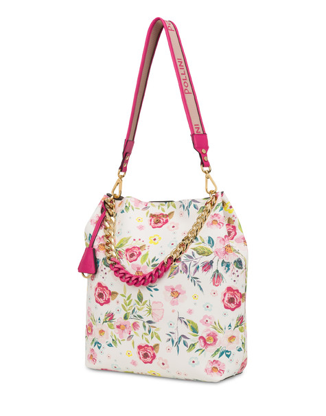 Darlene flower print hobo bag WHITE/FUCHSIA