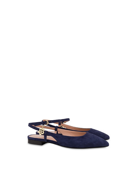 Corinto suede ballet flats with flower charm NIGHT