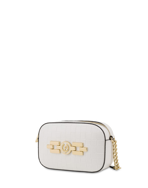 Take your time small woven print shoulder bag WHITE
