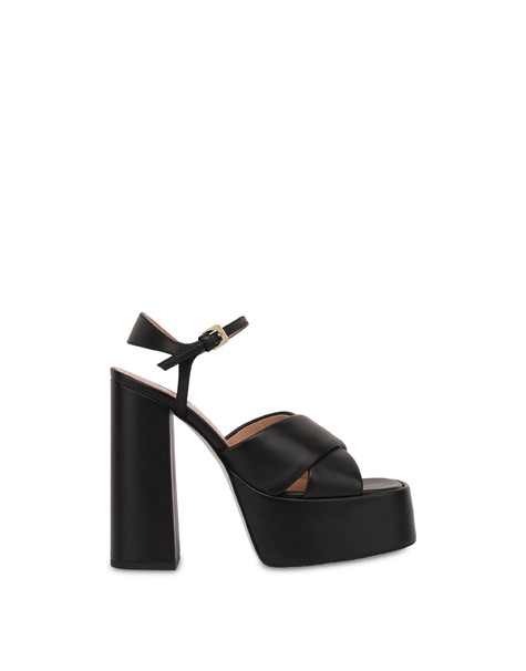 Poppies and Ducks platform sandals in nappa leather BLACK