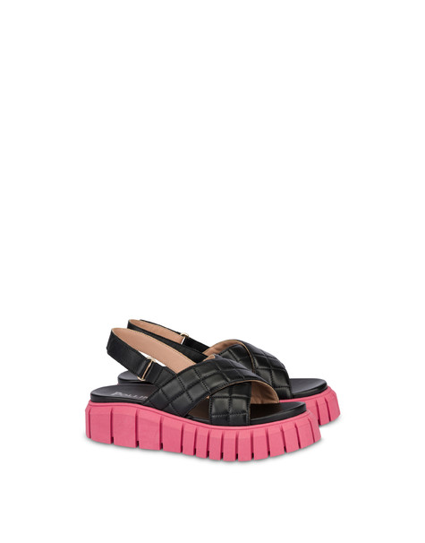 Summer Mountain crossed sandals in nappa BLACK/BOUGANVILLE