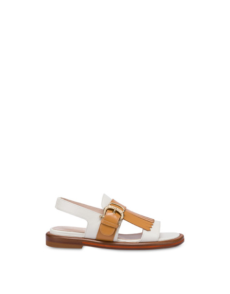 Funny flat sandals in naplak and calfskin IVORY/HIDE