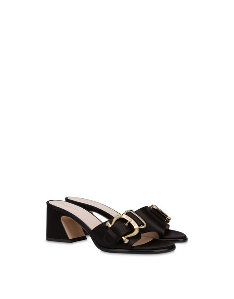 Mules in satin with maxi Treasure buckle BLACK