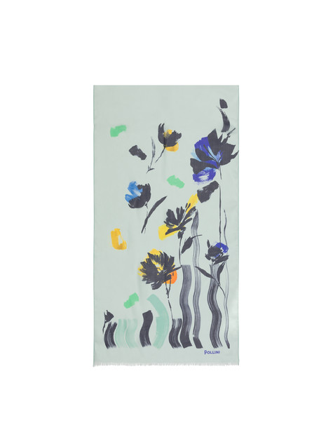 Stola in chiffon con fiori pittorici BLU