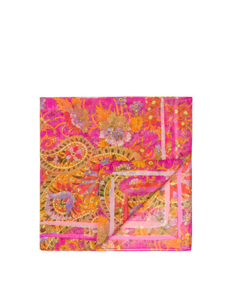 Floral Paisley silk scarf FUCHSIA