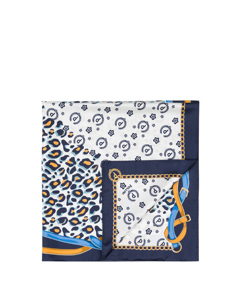 Silk scarf with animal print BLUE
