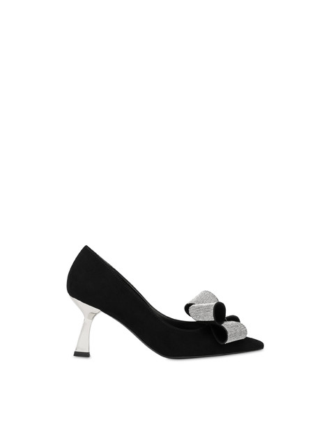 Bling Bling Suede Pumps With Bow Black/silver