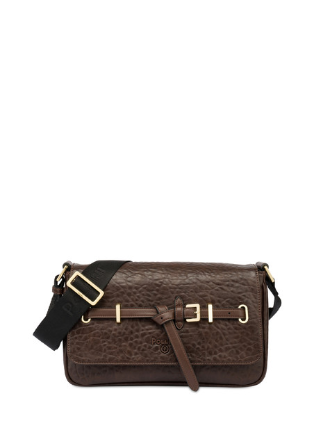 Shoulder Bag With A Tumbled-effect Belt Design Brown/brown