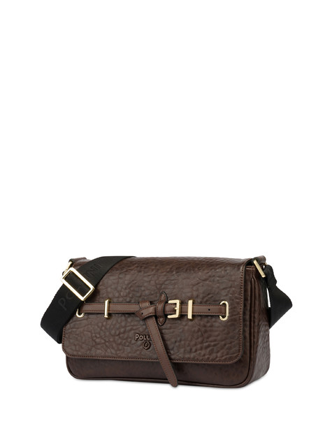 Shoulder Bag With A Tumbled-effect Belt Design Brown/brown