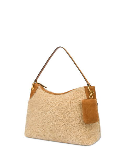 Anjia Sheepskin And Split Leather Hobo Bag 