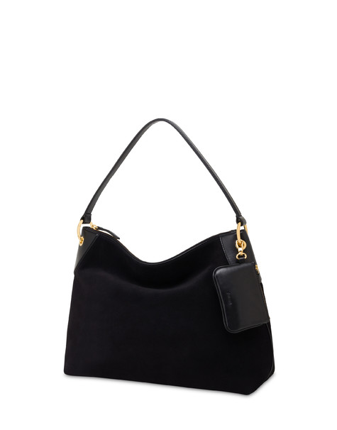 Anjia Split-leather Hobo Bag Black