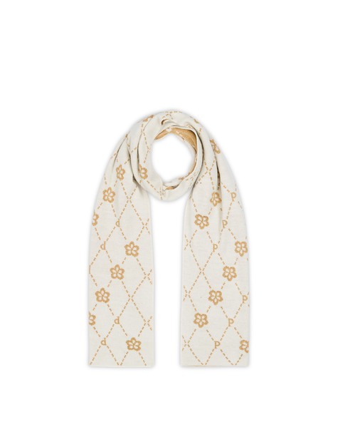 Viscose And Wool-blend Scarf With Embroidery Beige