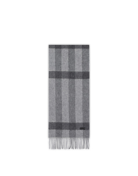 Wool Blend Scarf With Stripes Grey