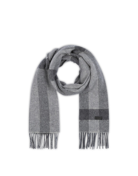 Wool Blend Scarf With Stripes Grey