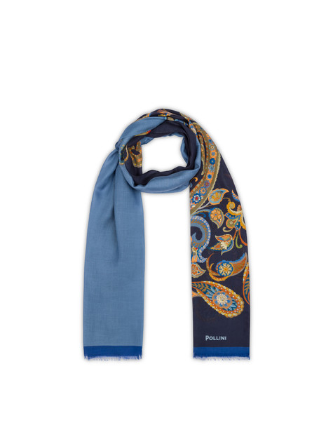 Sciarpa In Misto Modal Con Stampa Paisley Azzurro