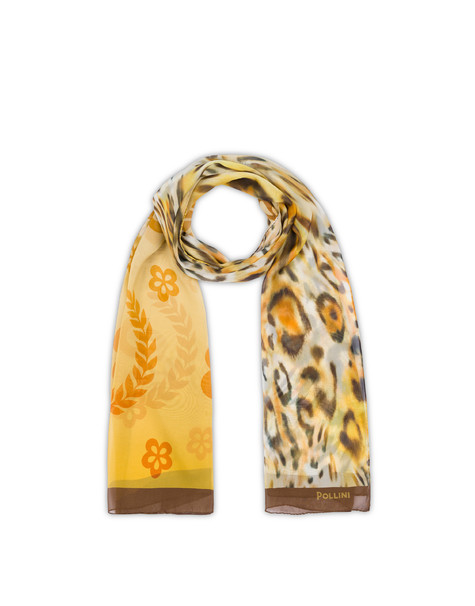 Silk Stole With Animal Print Yellow