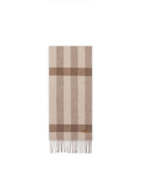 Wool Blend Scarf With Stripes Beige