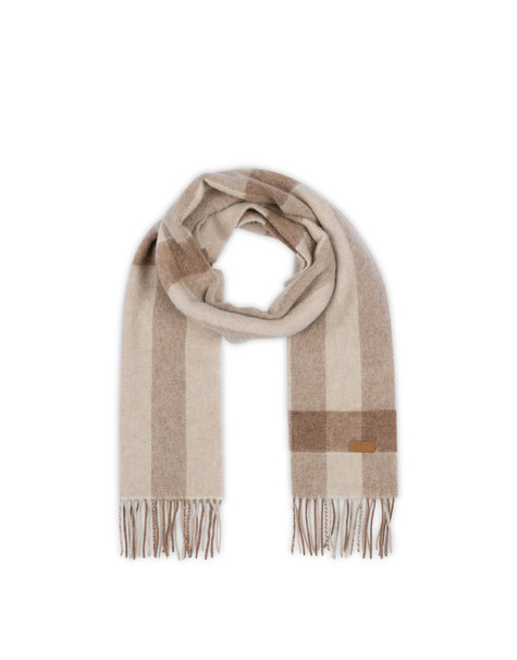 Wool Blend Scarf With Stripes Beige