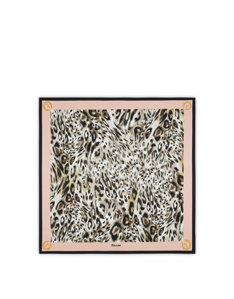 Silk Scarf With Animal Print Pink