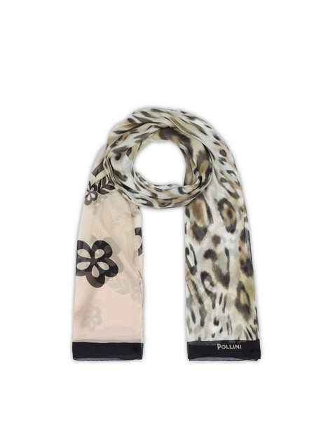 Silk Stole With Animal Print Pink