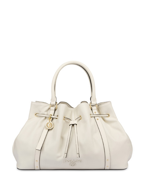 Serena Double Handle Bag In Nappa Leather Ivory/ivory