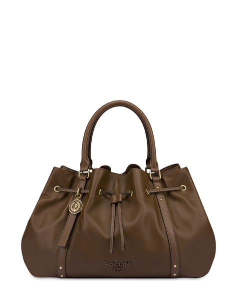 Serena Double Handle Bag In Nappa Leather Brown/brown