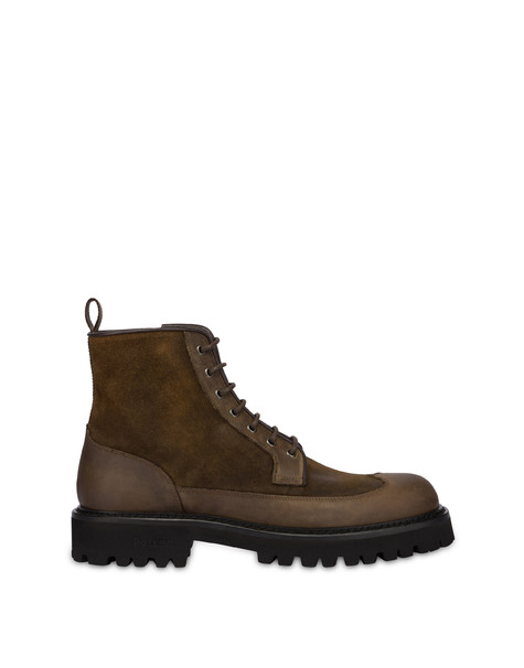 Budapest Combat Boot In Split Leather And Calfskin Mud/mud