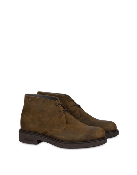 Gentlemen's Club Desert Boot In Waxed Split Leather Mud