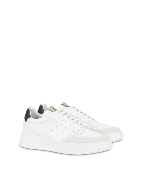 Bourton Calfskin And Split Leather Sneakers White/military Green/white/white