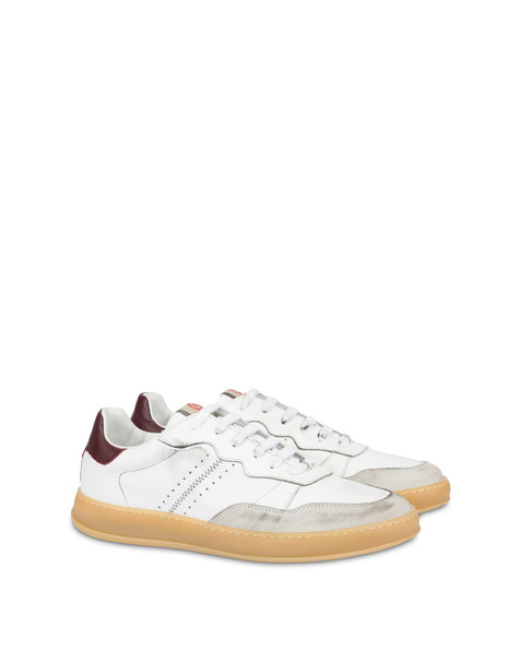 Tennis Club Calfskin And Split-leather Sneakers White/bordeaux/white