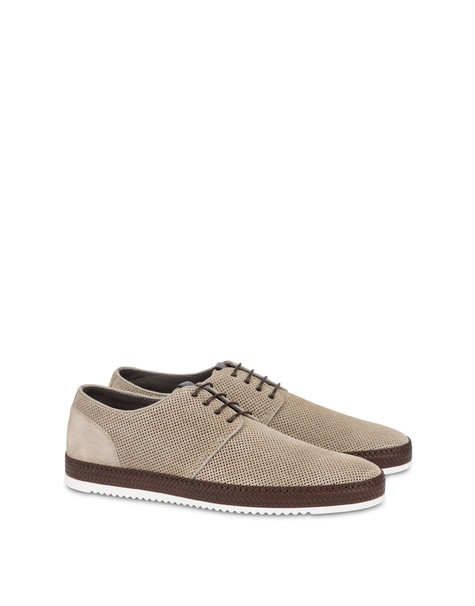 Foxing Micro-perforated Split-leather Derby Beige