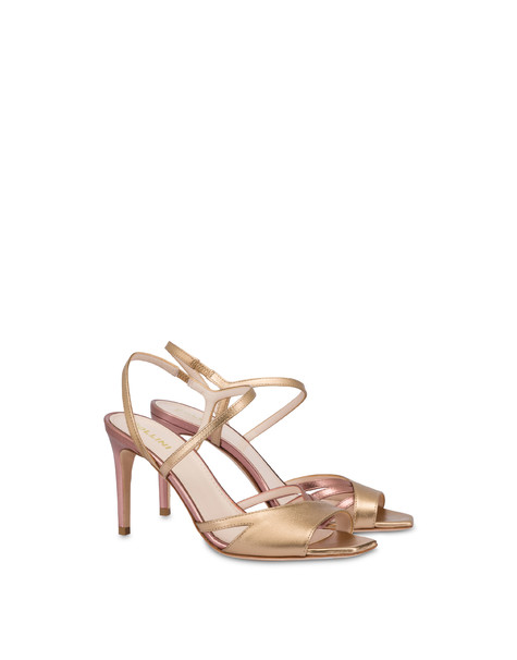 Oblique Metallic Nappa Leather Sandal Platinum